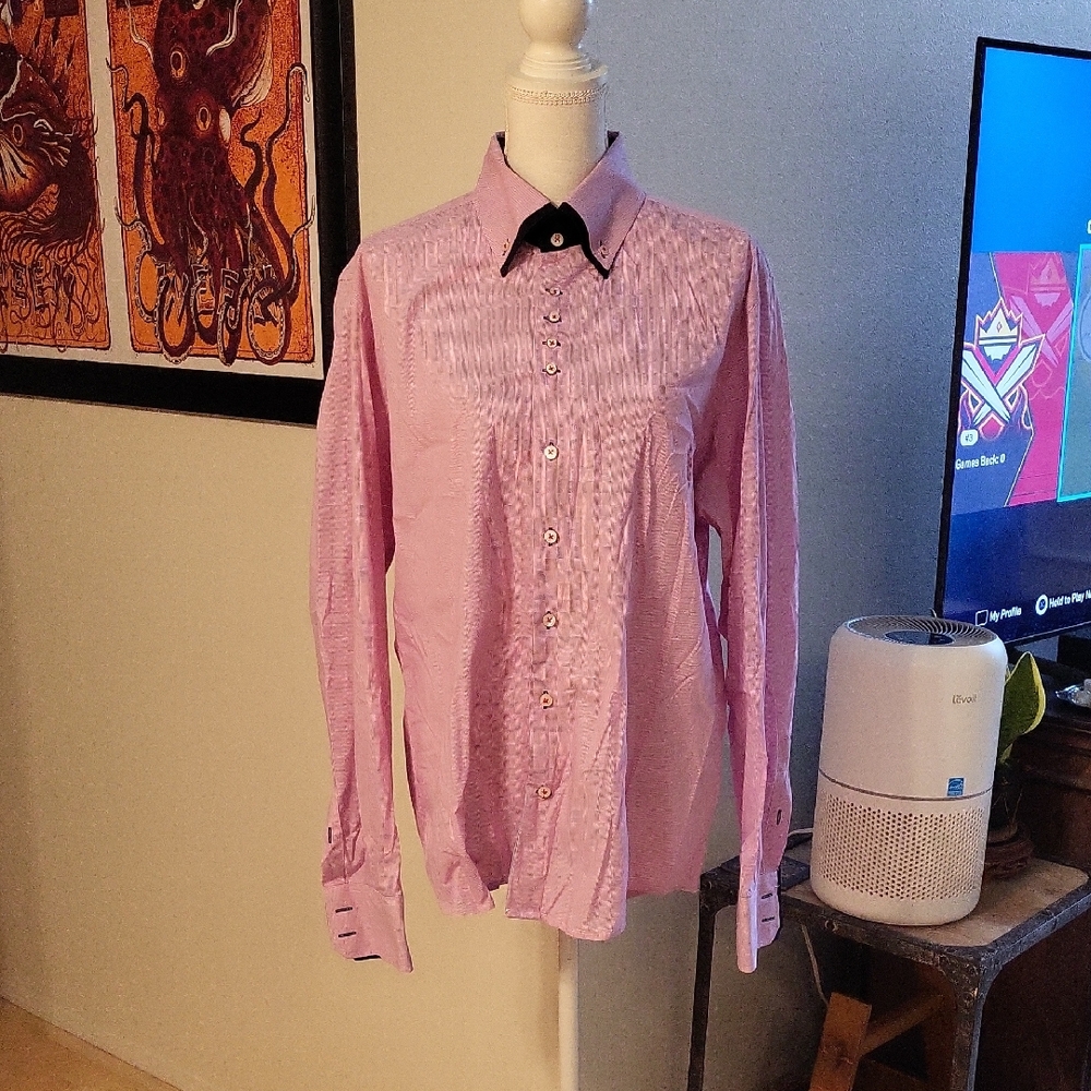 Abbigliamento Pink Long Sleeve Striped Button Up Shirt